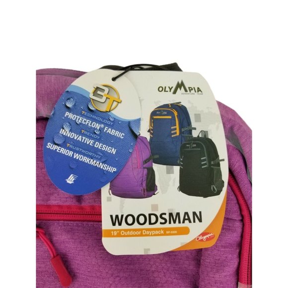 NEW OLYMPIA ADVENTURE TEAM WOODSMAN BACKPACK BOOKBAG 19" OUTDOOR DAYPACK - Picture 6 of 10